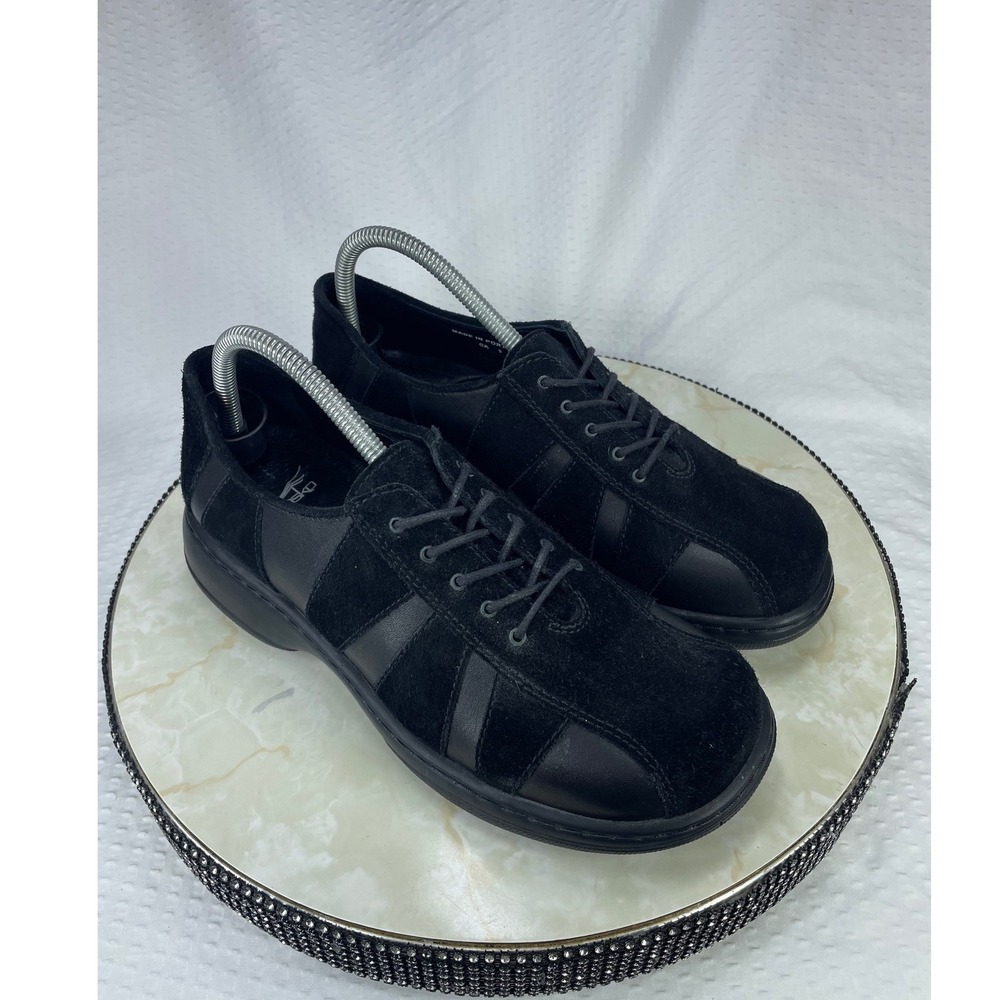 Dansko Suede Leather Paneled Lace Up Oxford Shoes Women Sz 9.5-10 Black Comfort